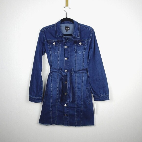 Joe's Jeans Girl's Blake Denim Dress Belted Dark Wash Button Long Sleeves XL/16 - Picture 3 of 12